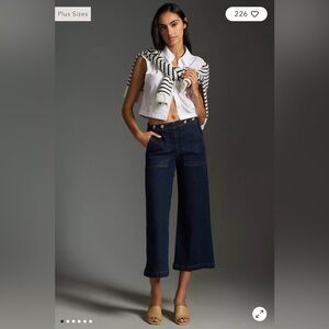 Pilcro The Kit Cropped High-Rise Wide-Leg Utility Trousers Plus Size 26W